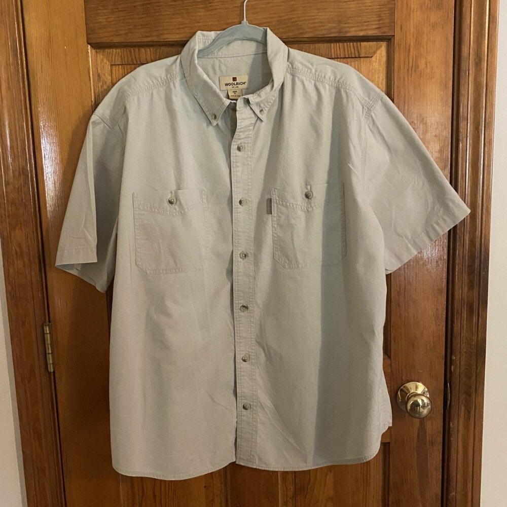 Woolrich 100% Cotton Light Khaki Short Sleeve Shirt XL